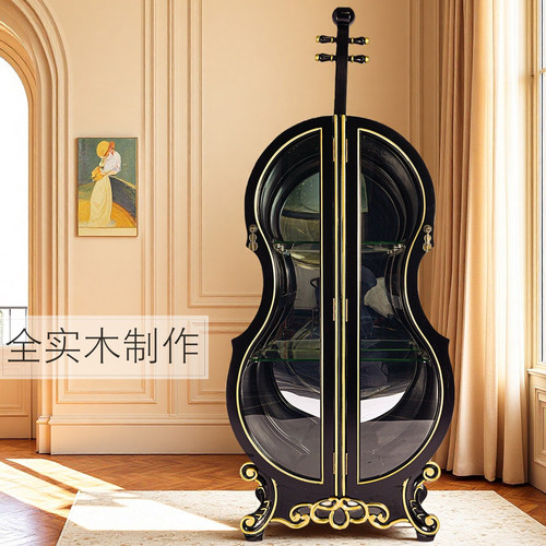小提琴酒柜实木雕刻脚