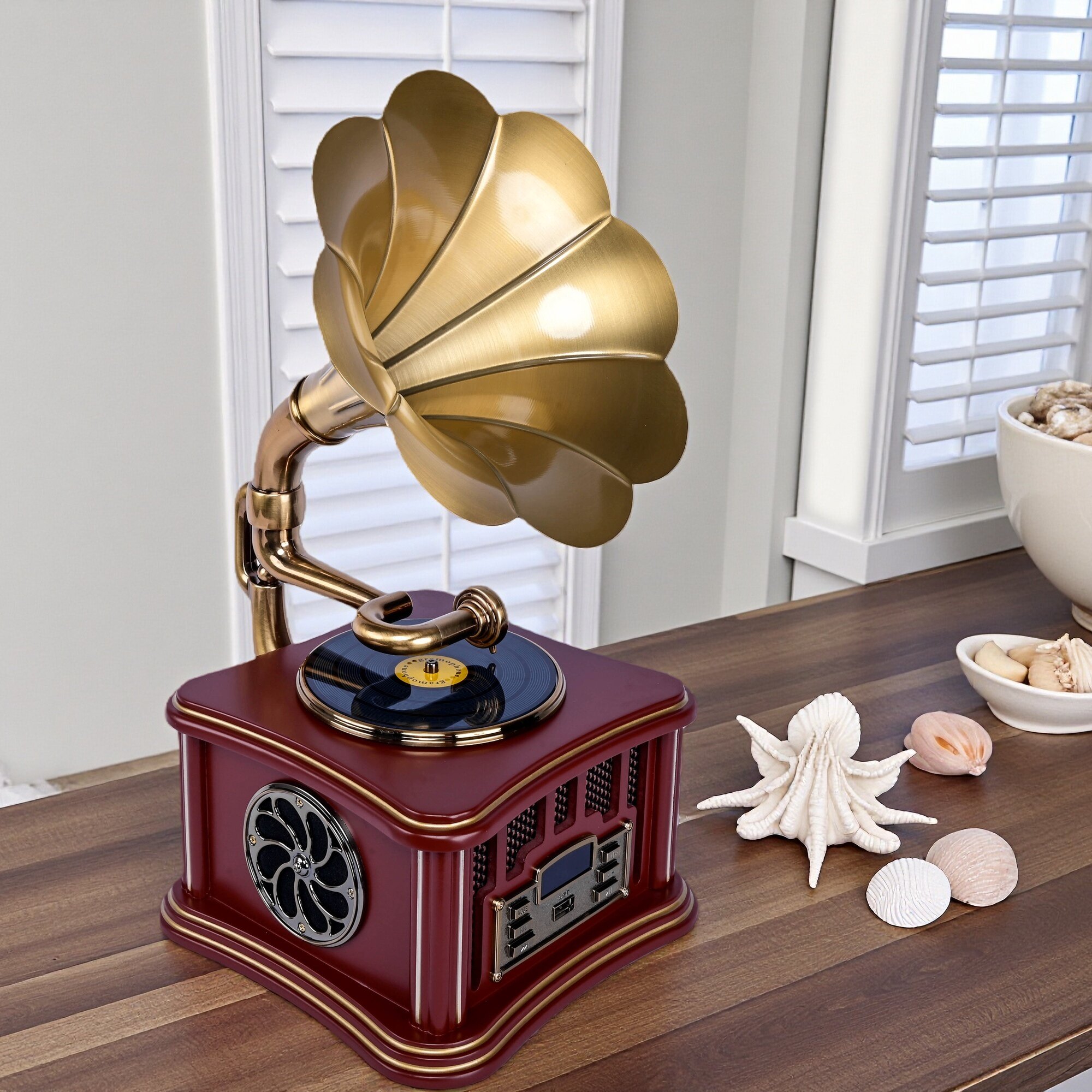 今墨迷你复古留声机黑胶蓝牙电脑音响903