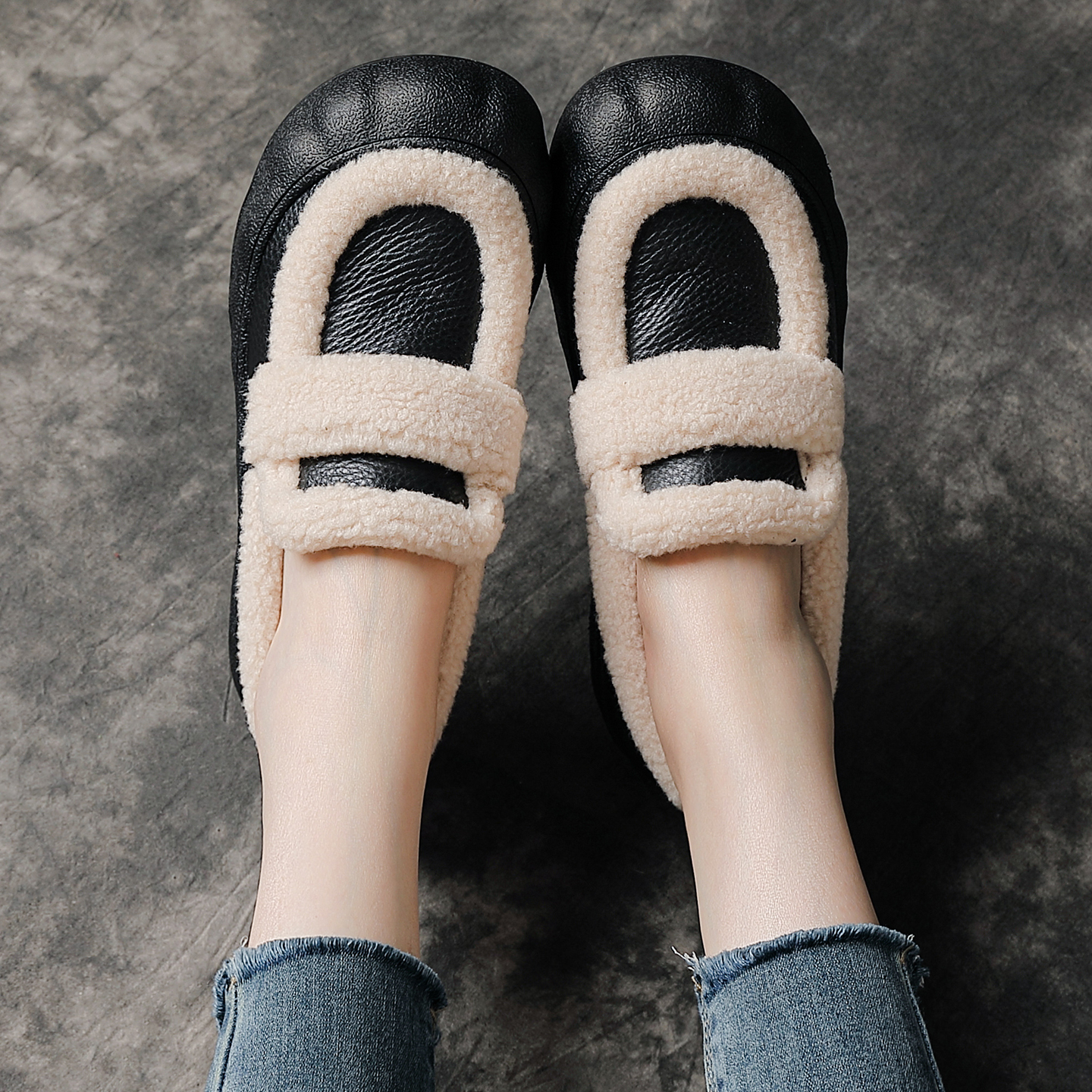 真牛皮雪地鞋棉鞋加厚保暖毛毛鞋