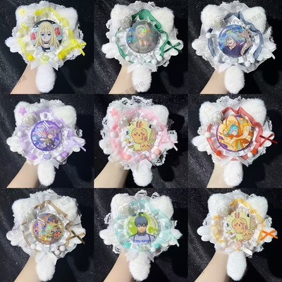 蕾丝毛绒尾巴吧唧托手作成品