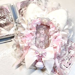 粉色蕾丝卡套拍立得咕卡配原神小卡痛包diy材料三寸成品手作谷美