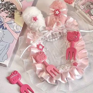 粉色兔耳蕾丝卡套拍立得咕卡配原神小卡痛包diy材料三寸成品谷美