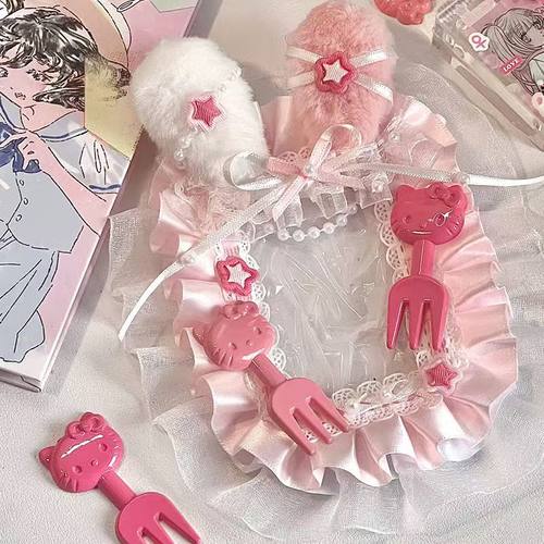 粉色兔耳蕾丝卡套三寸成品谷美