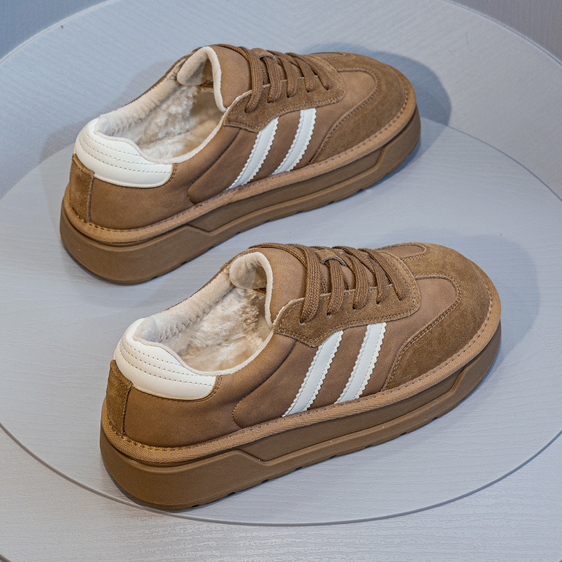 斯美高真皮加绒板鞋保暖舒适百搭