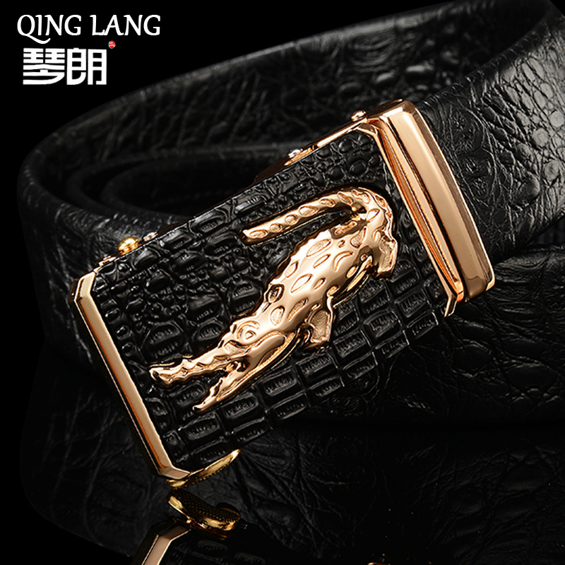 清仓泰国鳄鱼皮带男潮真皮正品腰带滑扣纯牛皮自动扣腰带青年韩版