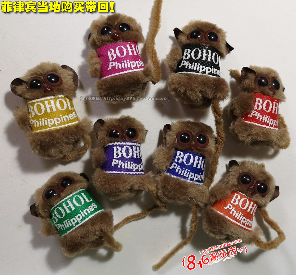 菲律宾薄荷当地购买带回 薄荷岛眼镜猴 毛绒冰箱贴 小号正面款