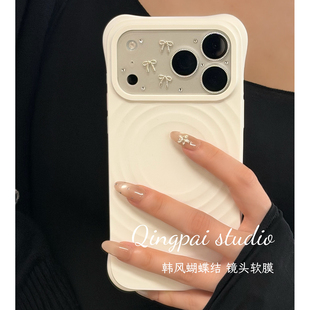 轻派ins立体蝴蝶结适用iPhone17promax透明镜头膜新款苹果17pro后摄像头钢化玻璃纯欲风小众高级感防刮花软膜