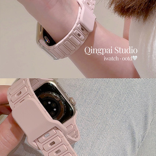 适用iWatch手表表带纯色硅胶