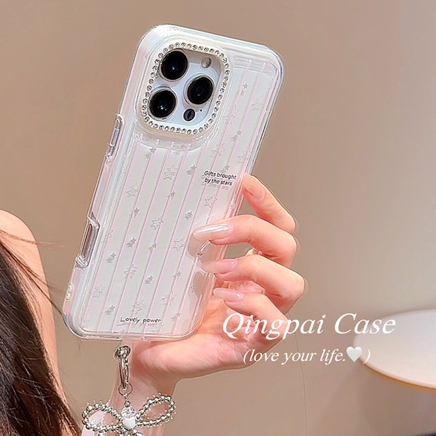 轻派ins小众白色条纹星星挂饰适用苹果16promax手机壳iphone13新款15pro女款14水钻镜头二合一极简风全包硬壳,3C数码配件,手机保护套/壳,淘宝优惠券,粉丝福利购,淘宝优惠卷