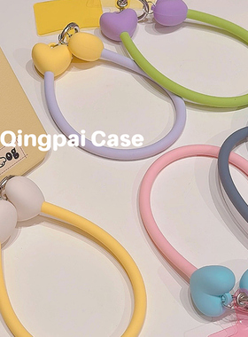 轻派手机挂绳diy硅胶纯色立体爱心ccd相机钥匙短款防丢u盘短挂件