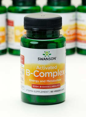 美国Swanson活性B族复合物60粒素食胶囊维生素B群健康代谢补能量