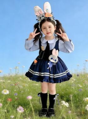 女童连衣裙2026新款兔子警官服装朱迪宝宝洛丽塔裙子公主裙