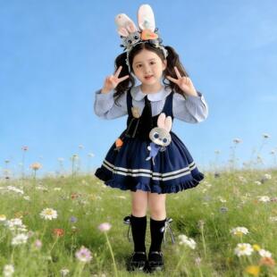 女童连衣裙2026新款兔子警官服装朱迪宝宝洛丽塔裙子公主裙
