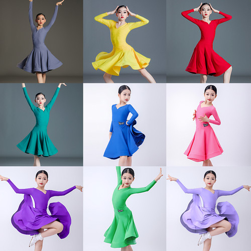 拉丁舞服女童比赛女孩新款少儿国标高级感规定赛服儿童女秋冬服装