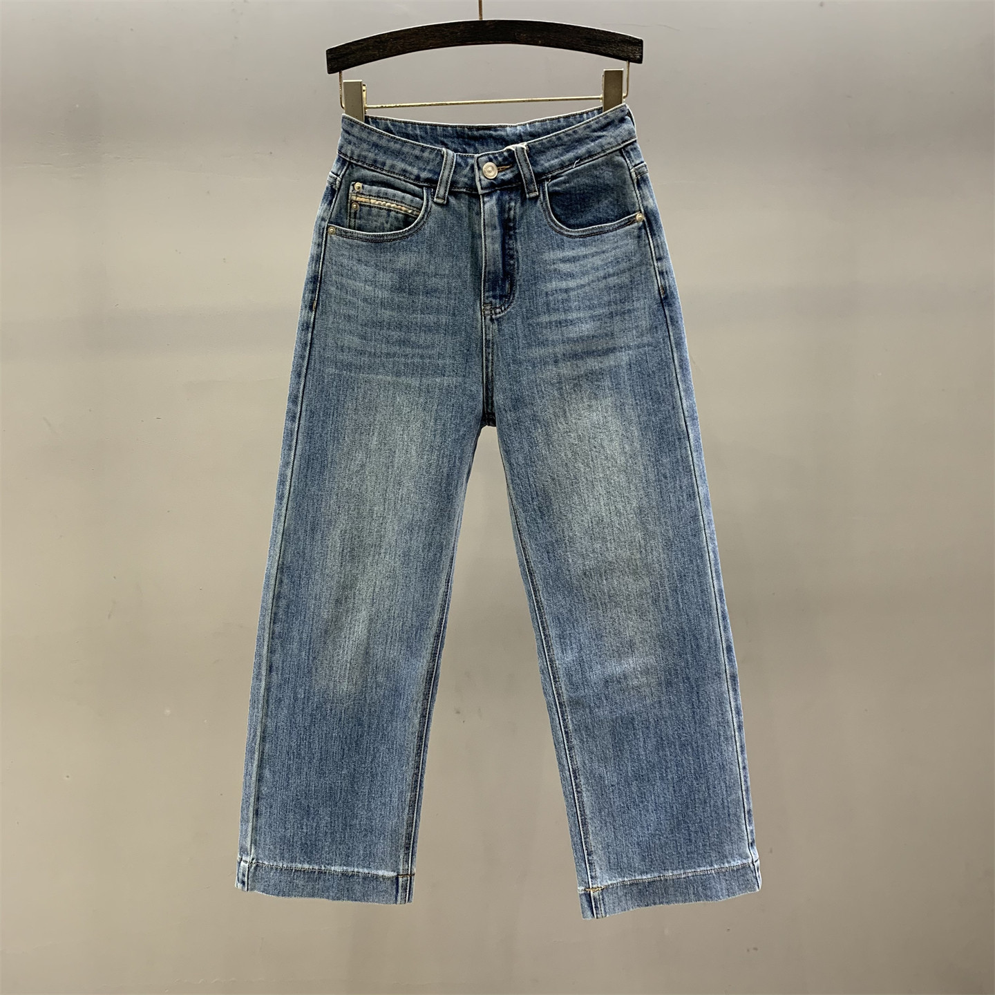 复古蓝色窄版阔腿牛仔裤女2026年春季新款高腰宽松显瘦九分直筒裤,女装/女士精品,牛仔裤,淘宝优惠券,粉丝福利购,淘宝优惠卷