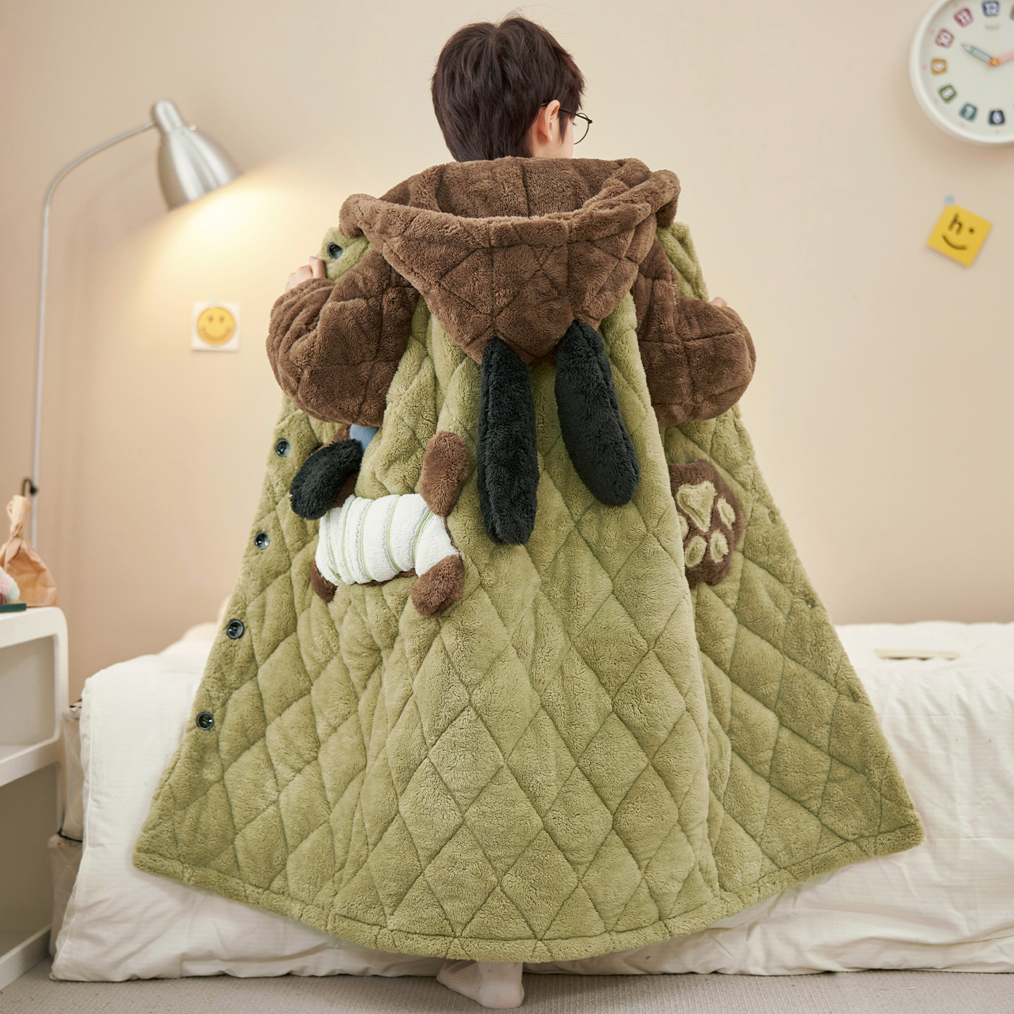 儿童睡衣男孩2025秋冬季三层夹棉睡袍加绒加厚冬款男童珊瑚绒套装