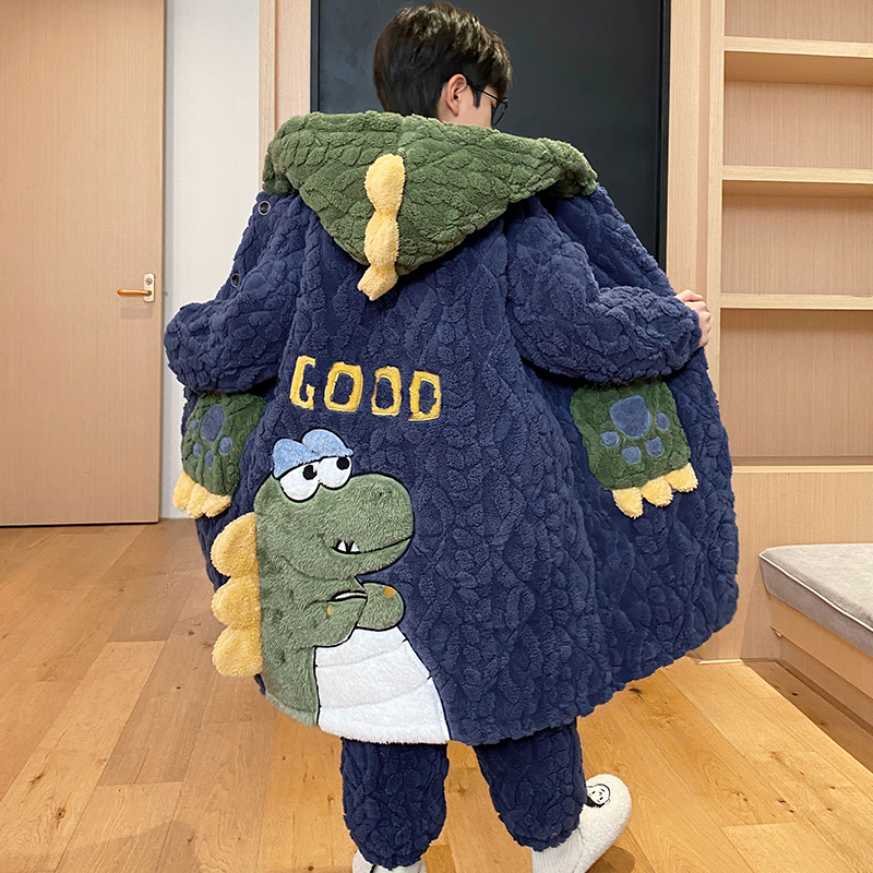 儿童冬季睡衣加厚款三层夹棉