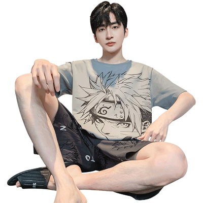 睡衣男款夏季纯棉短袖男童青少年