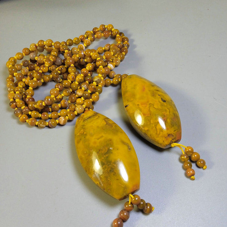 天然玛瑙百搭毛衣链吊坠项链饰品 正宗战国红玛瑙鸡油黄草花一对
