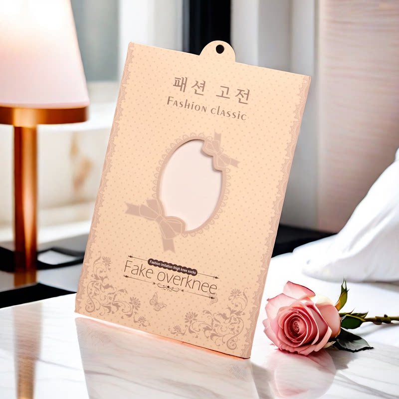 韩国韩文丝袜包装盒一体裤连裤袜天鹅绒纸盒长筒情趣丝袜盒现货