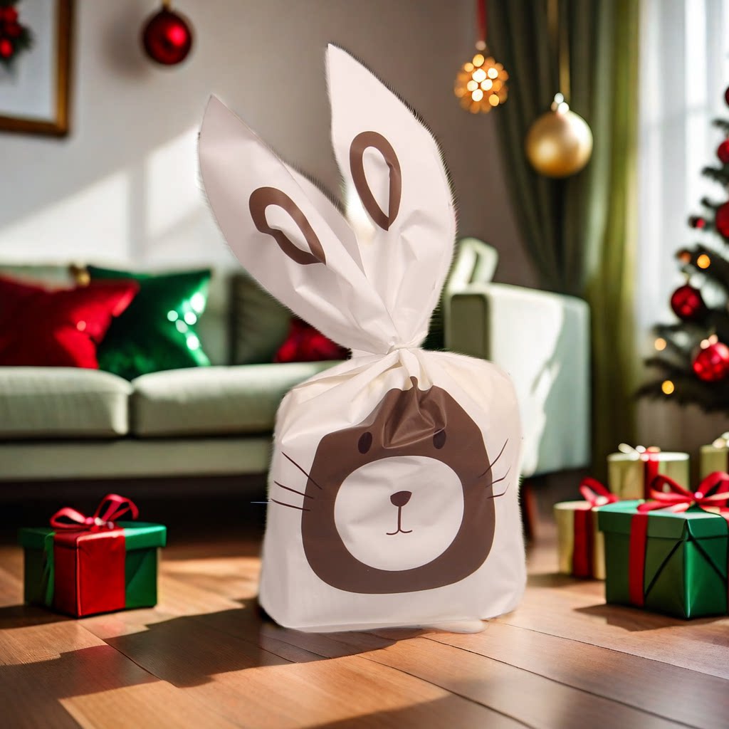 小熊兔耳朵休闲食品包装袋烘焙饼干点心糖果礼品袋袜子内裤袋50个