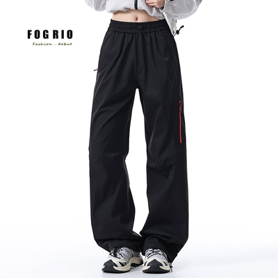 FOGRIO春秋防水弯刀冲锋裤男女同款运动工装长裤潮牌休闲裤子
