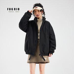 FOG RIO潮牌立领男女同款棉衣拼色宽松短款秋冬季外套立领加厚