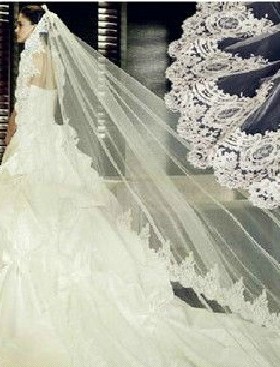 拖尾头纱新娘结婚婚礼车骨蕾丝