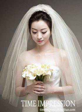 2018包邮韩蓬蓬蓬纱头纱新娘婚纱