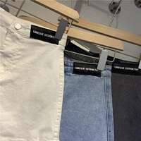 Women's ins summer thin stretch tight label A-line jeans are worn as a base layer, followed by straight-leg wide-leg shorts that lift the buttocks thumbnail 6
