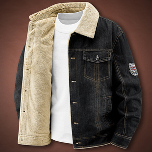 加绒加厚牛仔棉衣外套舒适毛领保暖抗寒棉服时尚复古牛子棉袄男潮