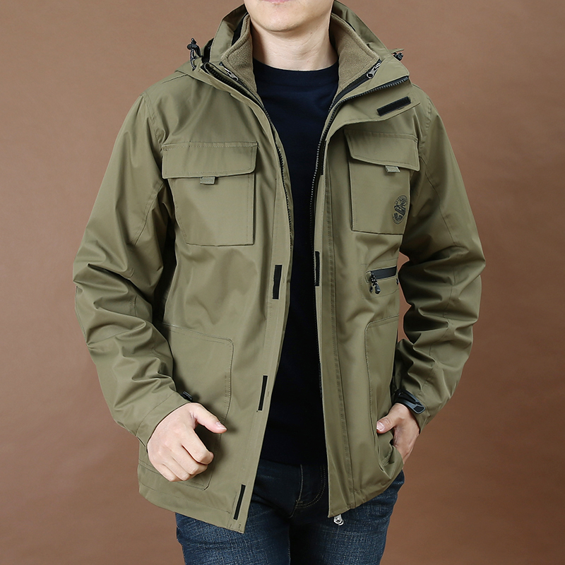 三合一加绒加厚冬装棉衣春秋