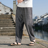 K40P75纯色简约夏季薄款亚麻裤子男棉麻料小直筒休闲裤风长裤，男装休闲裤，星座704A（原B229A）