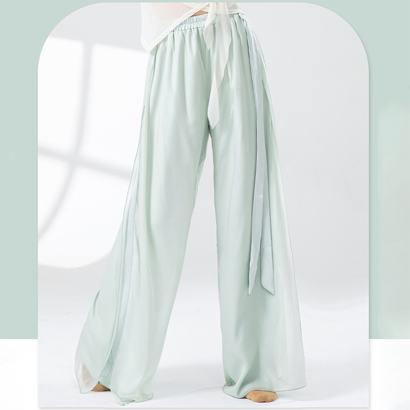 拼接中国风古典舞裤宽松飘逸阔腿