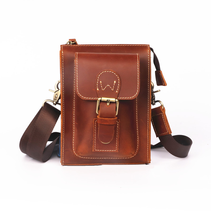 头层牛皮单肩商务风小挎包