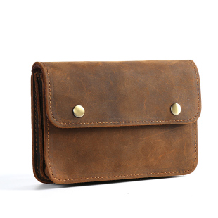 腰包户外工地包复古头层牛皮真皮收纳袋包 裤 疯马皮手机包男式 横款