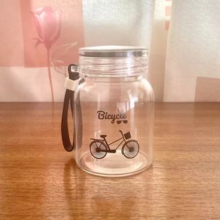 DIY可爱防爆玻璃杯简约自行车高硼硅牛奶杯小水瓶小容量便携潮流