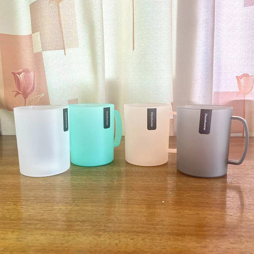 2024新款磨砂塑料嗽口杯刷牙杯水杯牙刷杯家用新款简约纯色洗漱杯