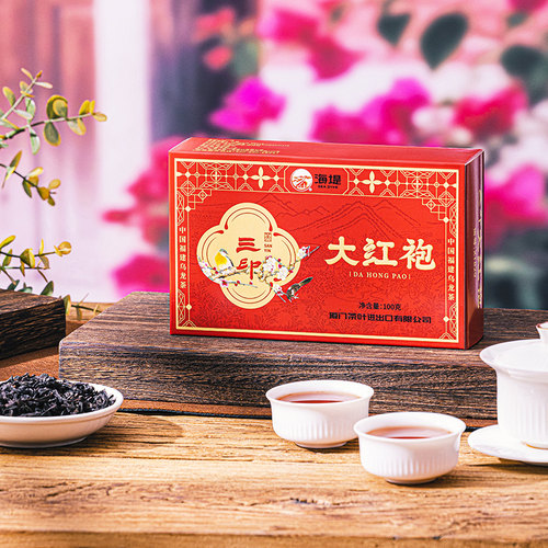 中茶海堤茶叶旗舰店三印大红袍100g乌龙茶厦门茶厂岩茶中足火