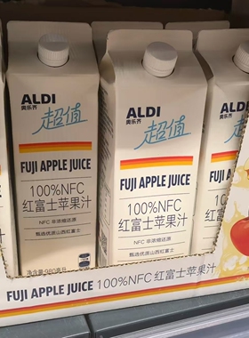 奥乐齐代购 超值 NFC红富士苹果汁 白桃汁980ml常温果汁饮料