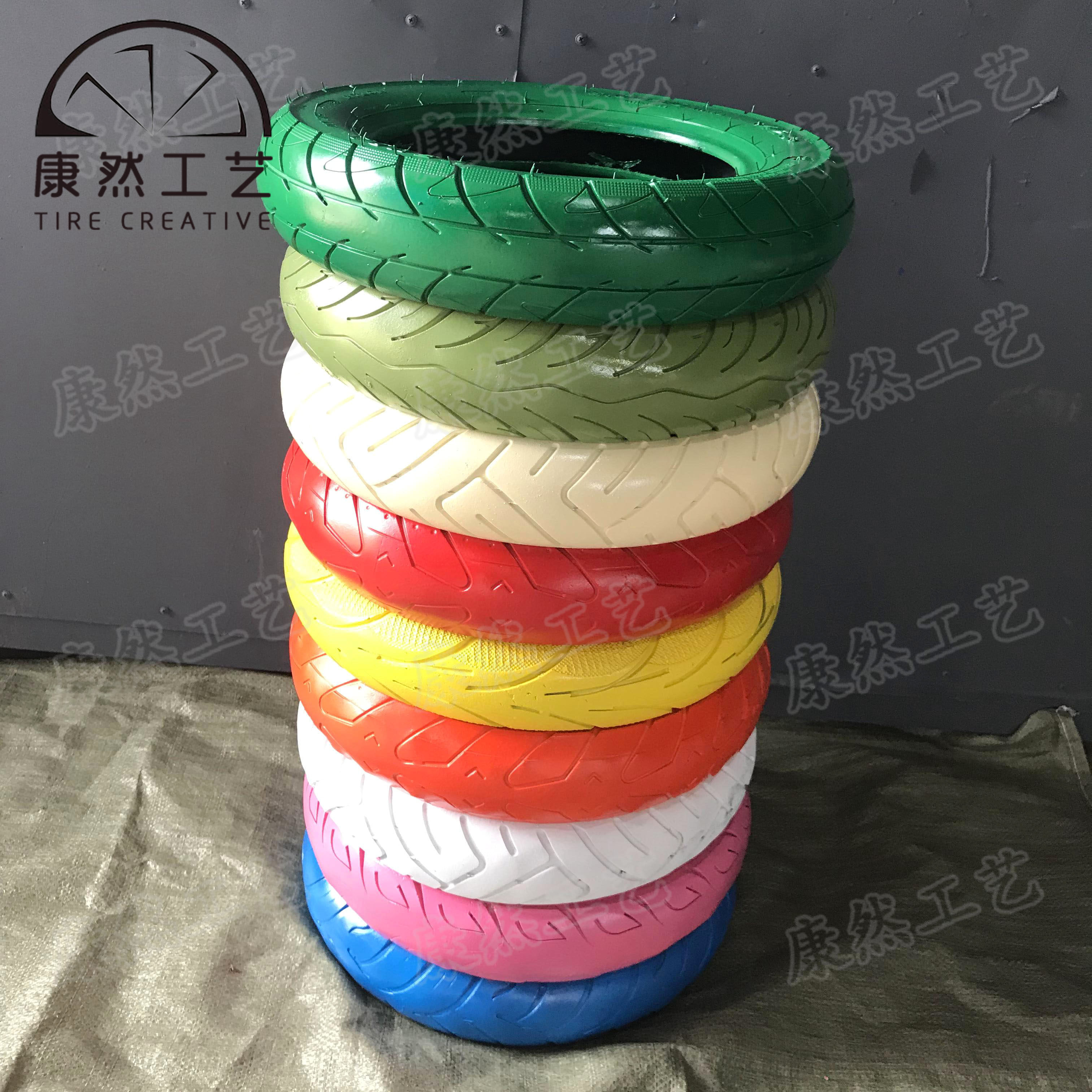 轮胎装饰工艺品轮胎创意改造茶几工艺品幼儿园装饰艺术复古工业风