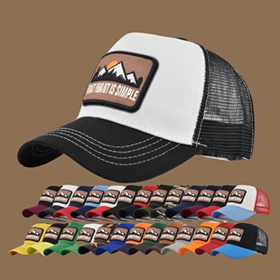 欧美刺绣鸭舌帽男夏网眼透气棒球帽女宽帽檐遮阳帽钓鱼帽司机帽子