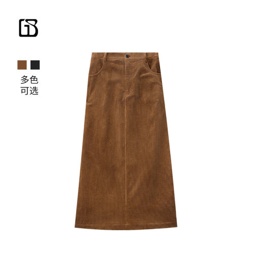 【超值特价】GOLDEN BARRY秋冬季复古美式灯芯绒铅笔半身裙312020