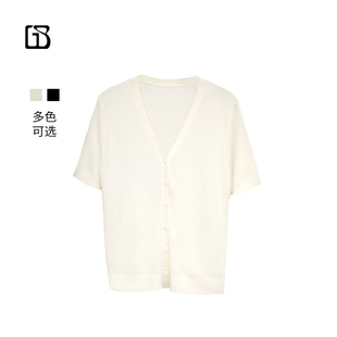 BARRY肌理感100羊毛V领短袖 超值特价 GOLDEN 241164 开衫