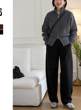 【惊喜五折】GOLDEN BARRY秋冬宽松显瘦针织百搭休闲裤512014