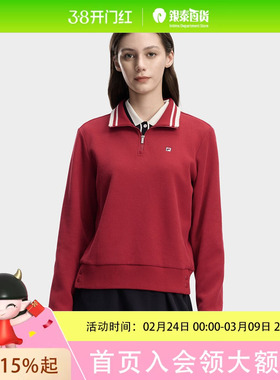 FILA斐乐女士舒适套头针织长袖上衣F11W618211F