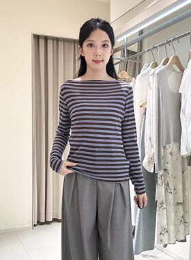 TKY SHOP女士时尚条纹长袖T恤10I1NA00C118