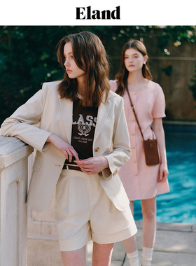 Eland衣恋短袖T恤女圆领打底上衣春夏