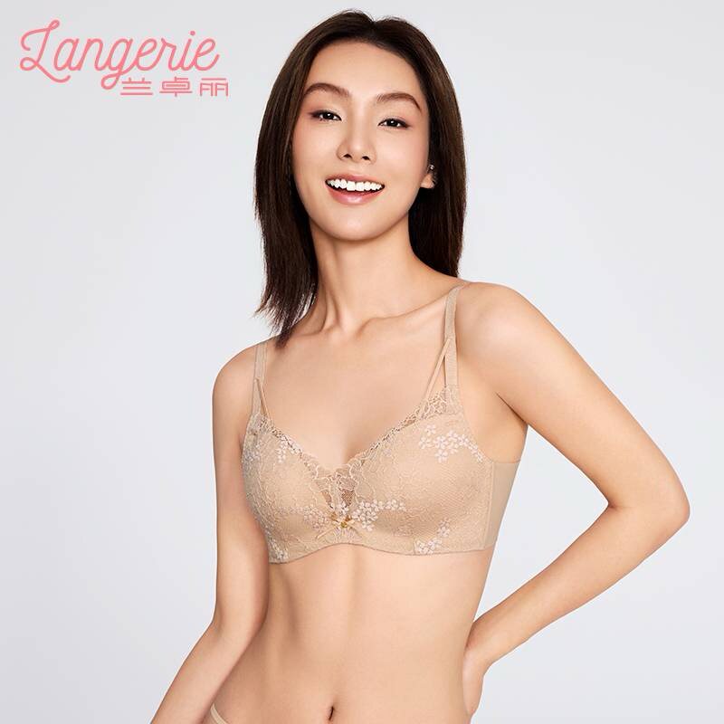 兰卓丽女士内衣 A-C包容聚拢 3/4无钢圈3D打孔模杯围 轻盈透气 闪光纱线花卉精致蕾丝30081