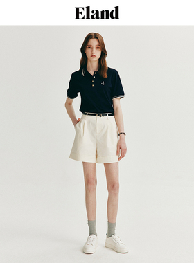 Eland衣恋短袖T恤女polo衫休闲上衣夏季EEHWE24E02